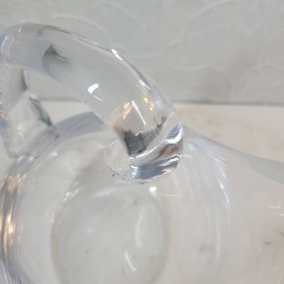 Vintage Crystal Wine Decanter 12" Clear Slanted Aerator Pitcher Handle Heavy - Picture 9 of 9
